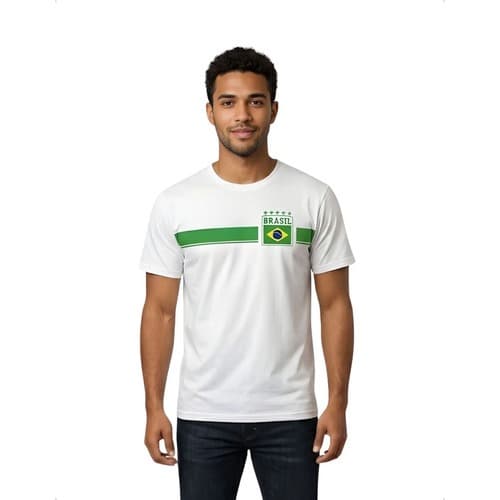 Camiseta Copa Do Mundo Masculina G Algodão Seleção Brasileira Branco