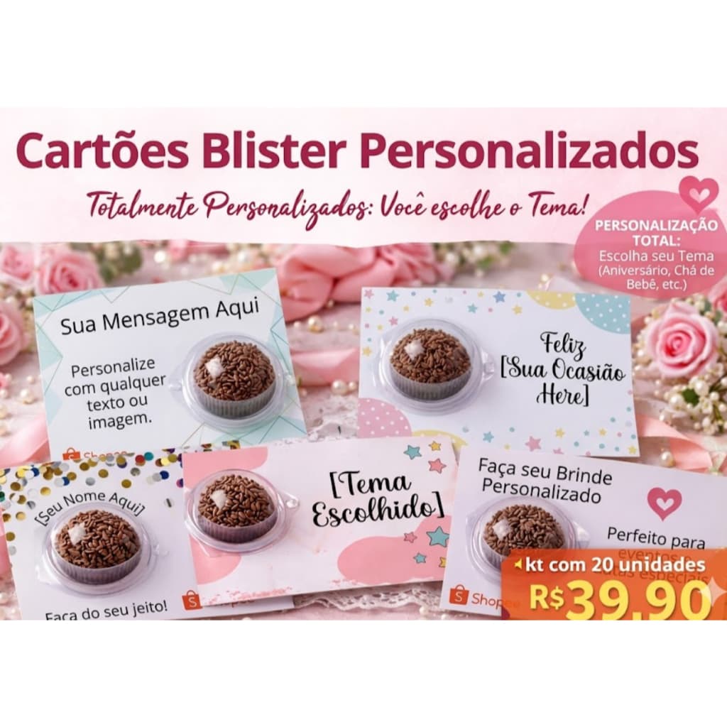 Cartão Blister para Brigadeiro ou Bombom |20 UN| Lembrancinha Personalizada |personalização de qualquer Tema