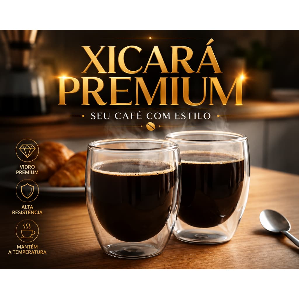 Conjunto Copos Vidro Termico Dupla Parede 250ml Nao Queima Mao Resistente Duravel