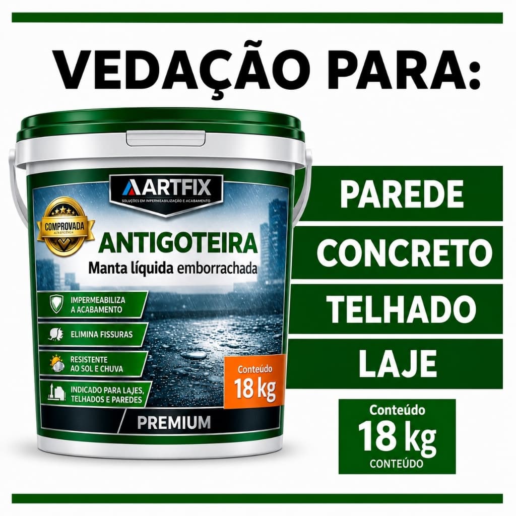 Artfix Manta Líquida 18kg Para Telhados E Calhas Telha Fosco