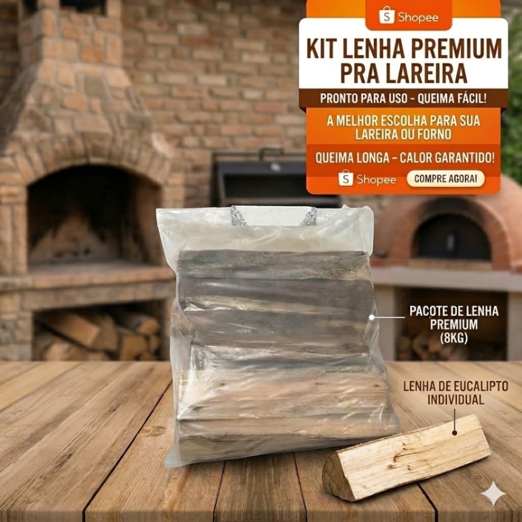 Lenha De Eucalipto Seca 8kg Churrasco Lareira Forno Fogão Premium