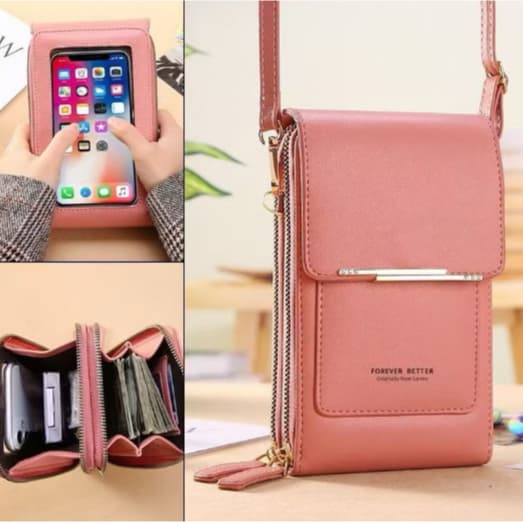 Crazy Bag Bolsa Feminina Transversal Touch Screen com Porta Celular e Cartão Fecho Magnético