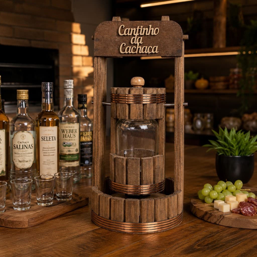 Cantinho da Cachaça Artesanal em Madeira Decoração Área Gourmet Barzinho