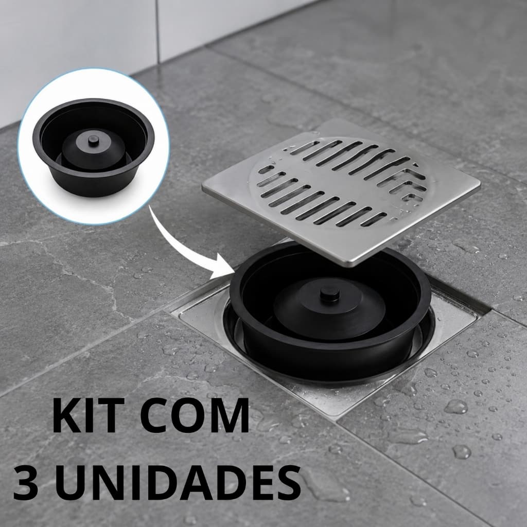 Kit 3  Adaptador Anti Odor Tira Mau Cheiro Anti Insetos Para Ralo Giofer