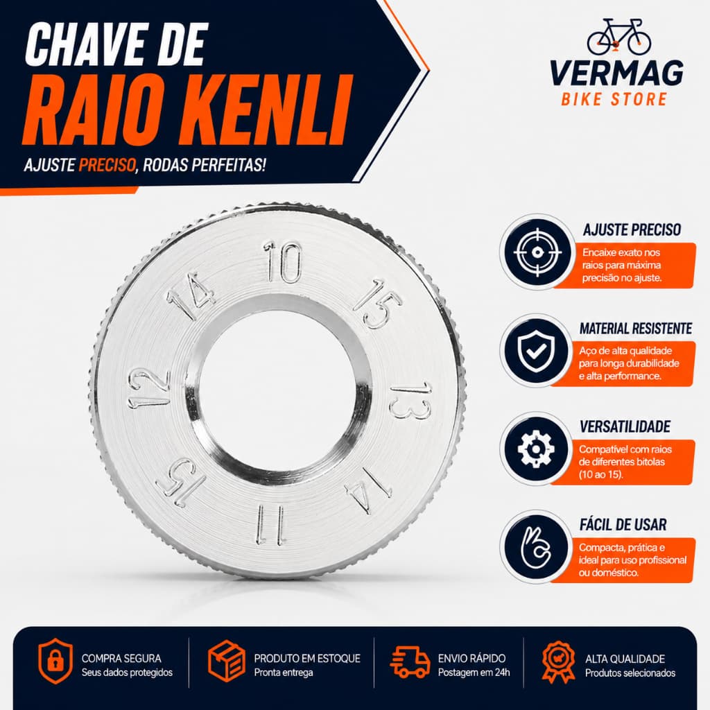 Chave de Raio Kenli 8 em 1 Para Bike – Centrar e Ajustar Rodas MTB Speed