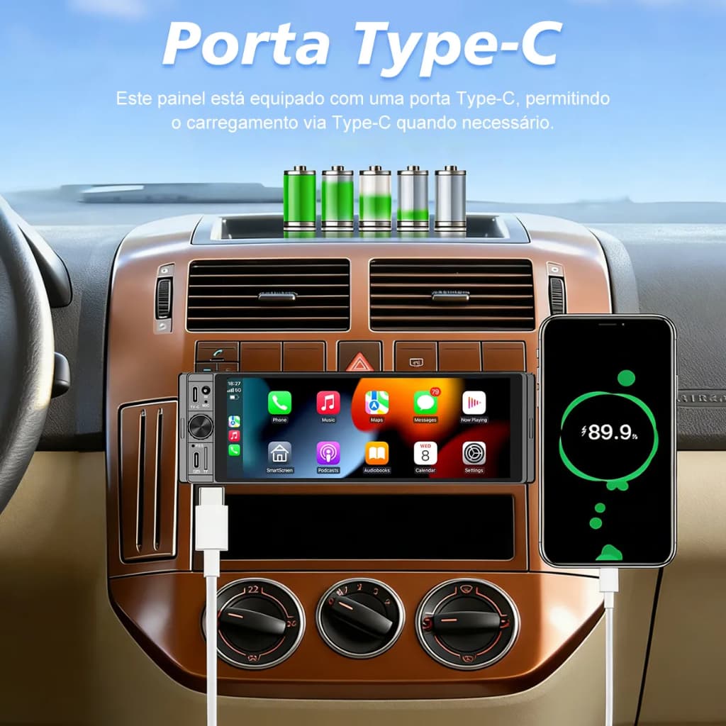Central Multimídia Automotiva Universal Conexão Bluetooth Mp5 Bt 1 Din 7 Polegadas Camera de Ré