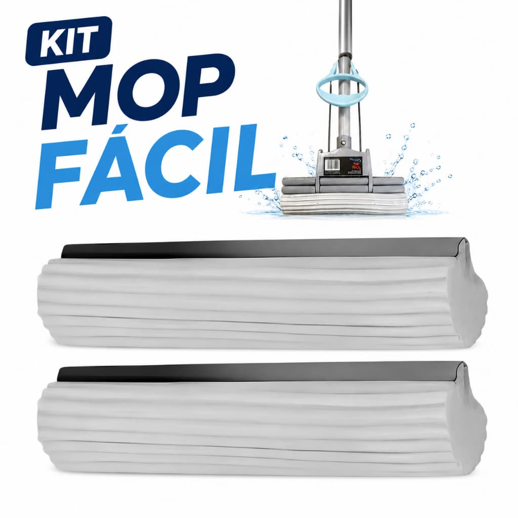 Kit 2 Refis Mop Fácil Rodo Mágico Limpeza Cozinha Lavável Universal Troca Rápida