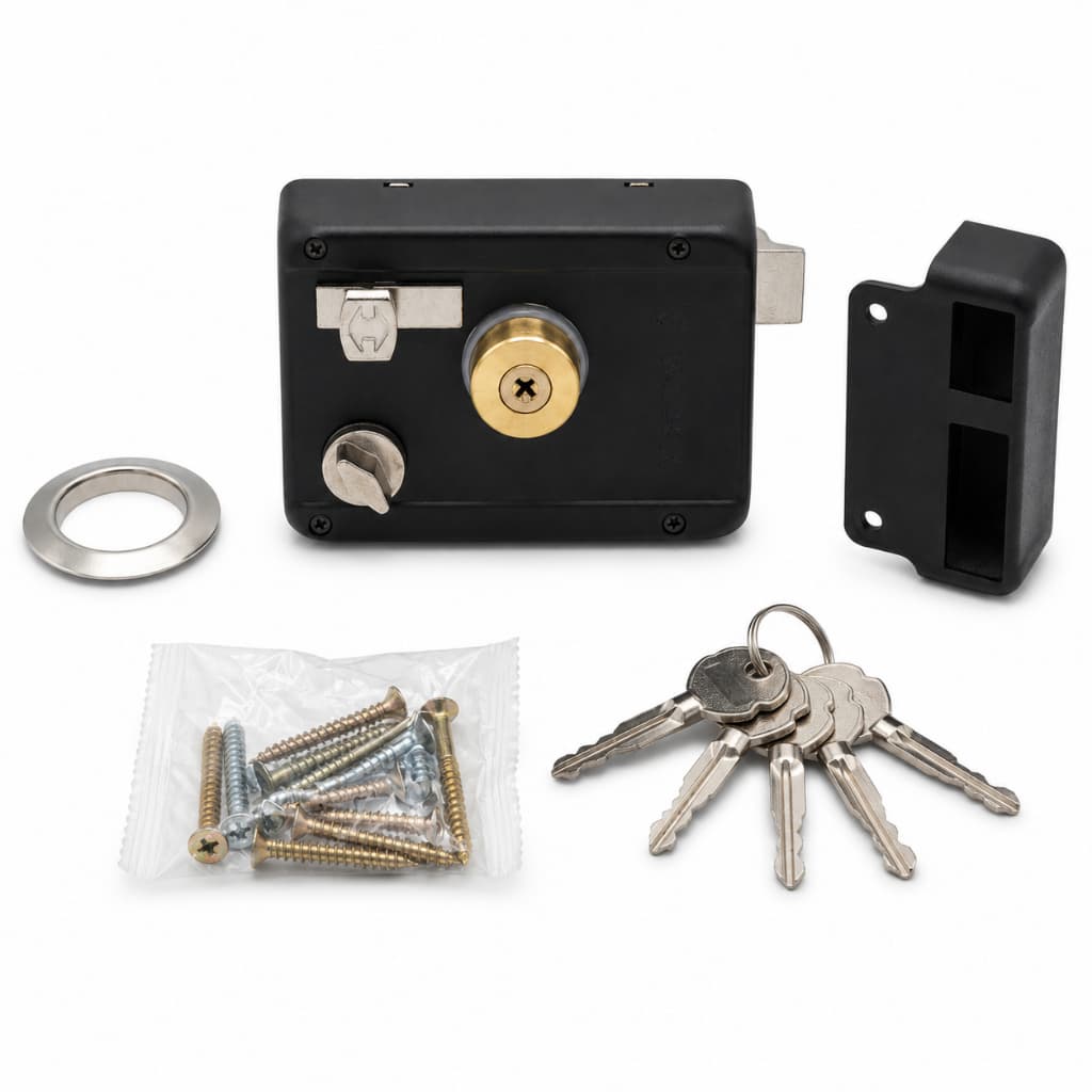 Fechadura de Sobrepor Preto Com 6 Chaves Anti-furto Para Portão de Aço Volzer