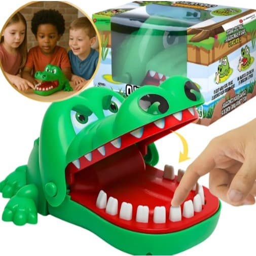 Jogo Crocodilo Jacaré Dentista Dente Morde Dedo Brinquedo Fácil de Brincar e Carregar Podendo Várias Crianças Brincarem