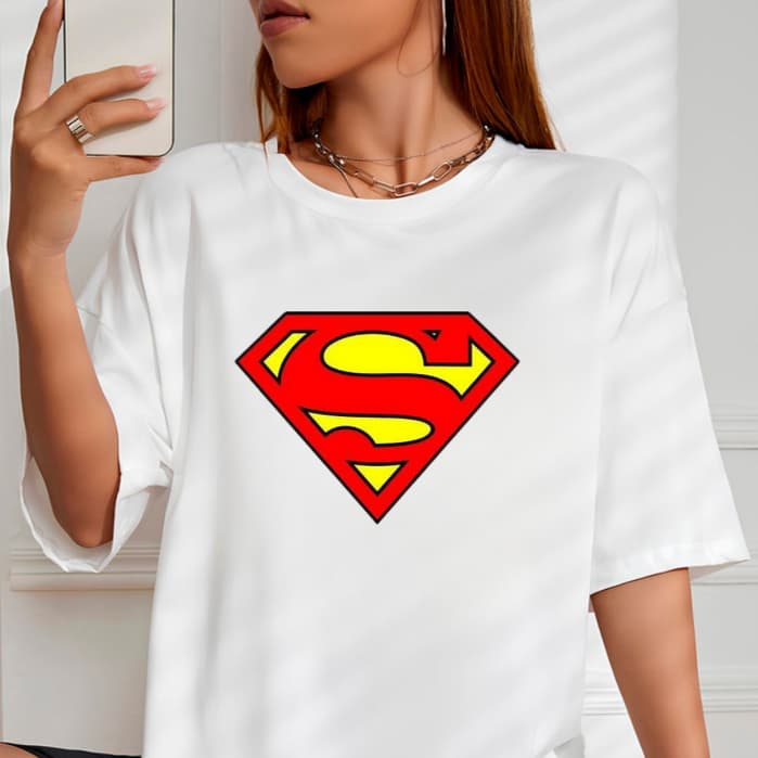 Camiseta Feminina Logo Superman Camisa 100% Algodão Fio 30.1 Envio Imediato Promoção