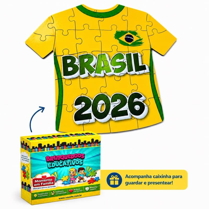 Quebra cabeça camisa copa MDF 24 peças