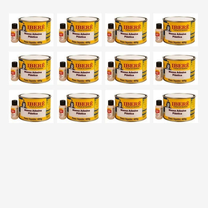 12 Latas Massa Adesiva Plástica Especial Cola Tudo Premium