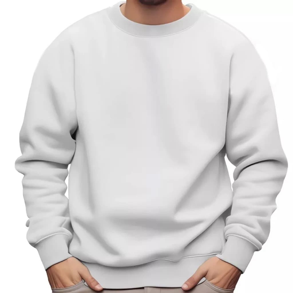 Moletom Gola Careca Liso Unissex Blusa de Frio Sem Capuz Algodão Premium Casual Minimalista Basico Duo-Street