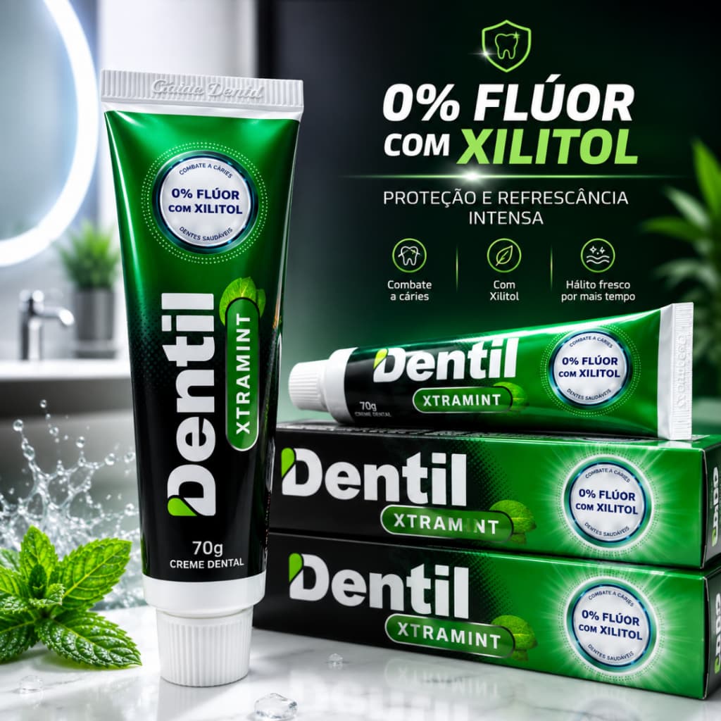 CREME DENTAL DENTIL SEM FLUOR COM XILITOL 70G ADULTO