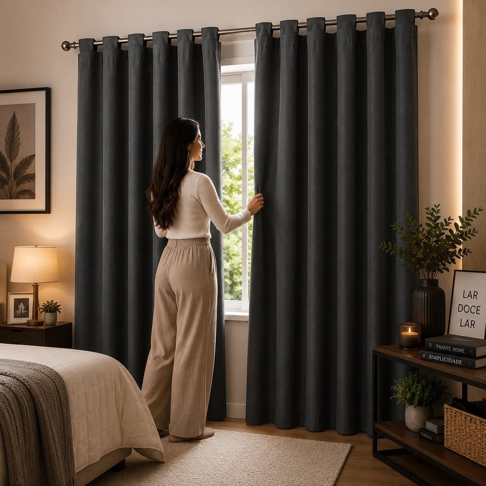 CORTINA BLACKOUT PARA QUARTO SALA COZINHA PVC CORTA 100% A LUZ
