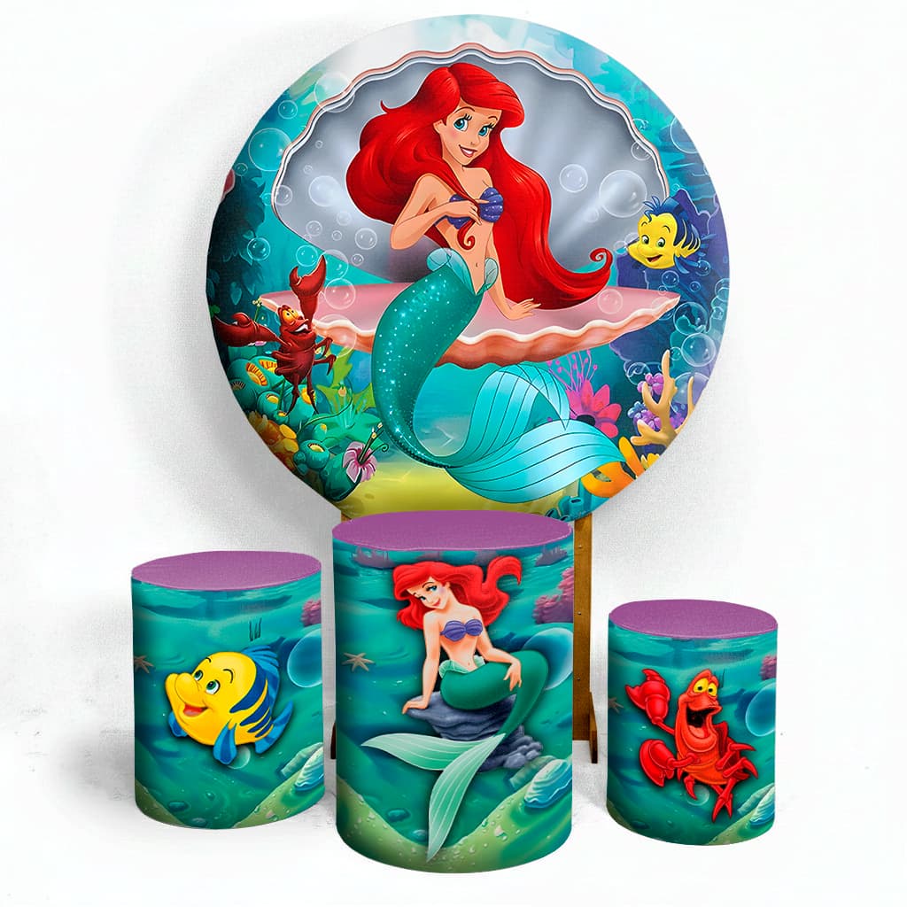 Painel de Festa Ariel +  Capa Trio Cilindros