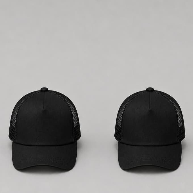 KIT COM 2 BONE ESPUMADO LISO TRUCKER TELA ABA CUVA PARA PERSONALIZAÇÃO