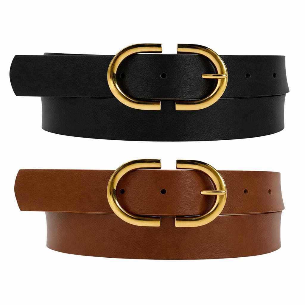 Kit de 2 Cinto Feminino Fivela 2D Invertida – Moda Blogueira | Tendência da Moda.