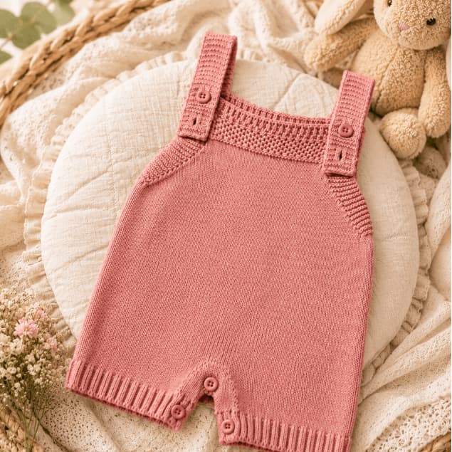 Jardineira bebe menina menino tricô liso  varias cores Salopete Trico