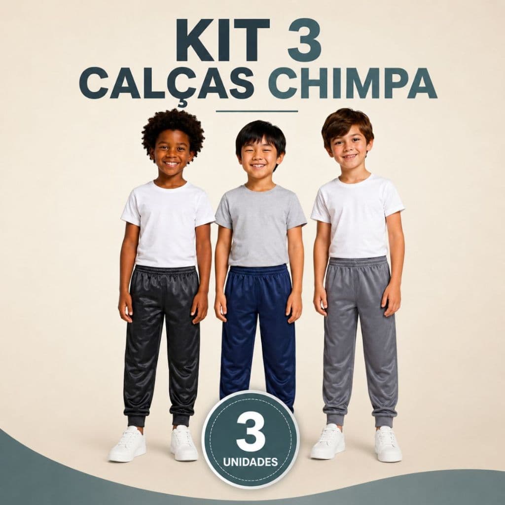 Kit Com 3 Calças De Frio Flanelada Inverno Escolar Jogger Menino Tamanhos 2 ao 8