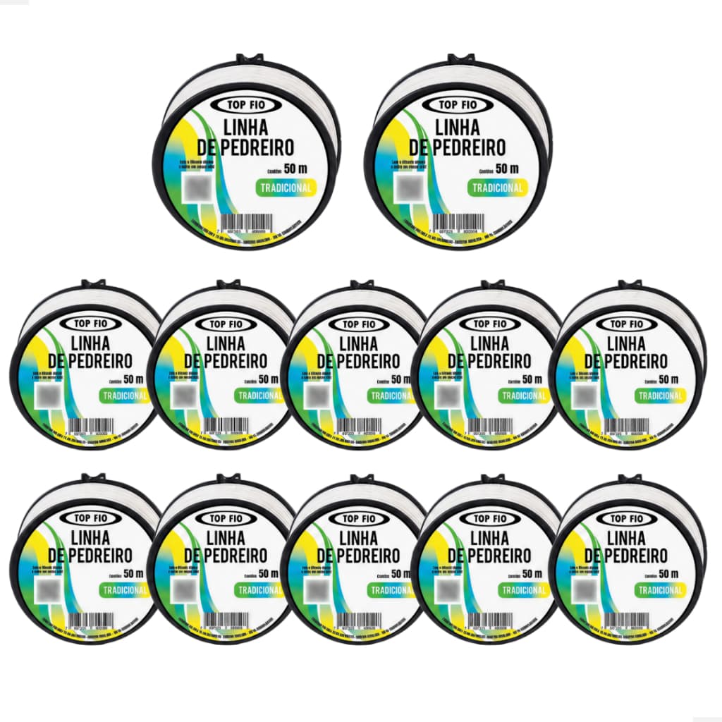 Linha de Pedreiro Torcida 50m Top Fio 12 PCS Lisa Reforçada Profissional Obras e Reformas