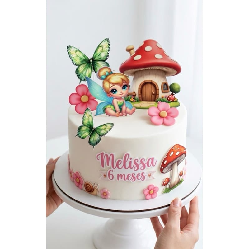 Topo de Bolo Aniversário Mesversario Sininho Baby Personalizado Nome Idade Festa Menina
