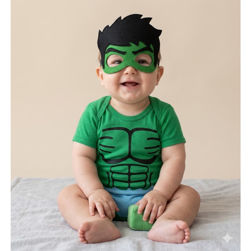 Body Bebê  Mêsversário Temático Do Hulk Super Confortável Linha Premium