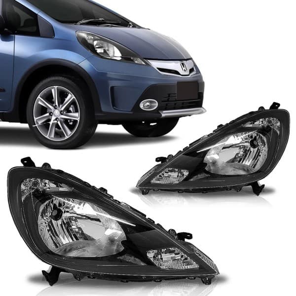 Par Farol Principal Honda Fit Twist 2013 2014 Máscara Negra Esportivo (LD+LE) - Marca RF