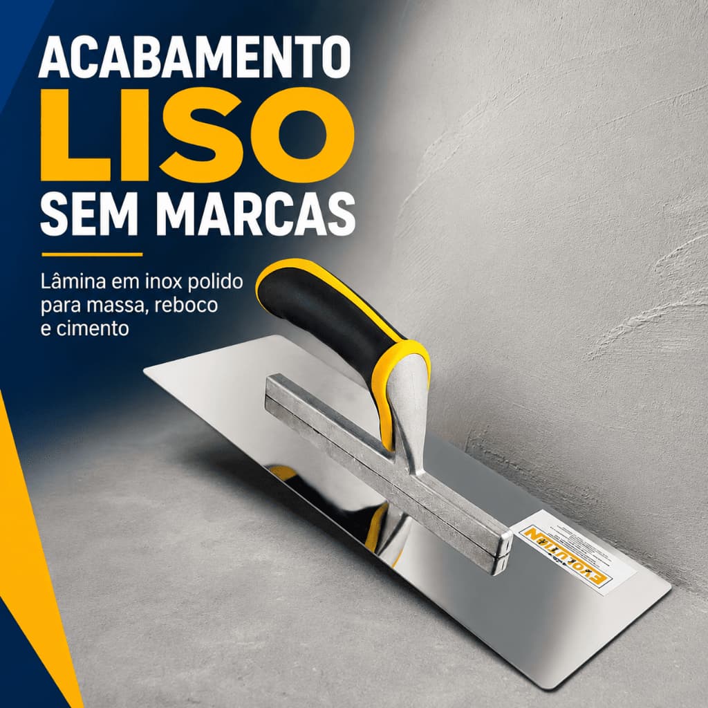 Desempenadeira Inox Evolution 24 30 35cm P/ Massa Corrida Reboco Cimento Acabamento Liso