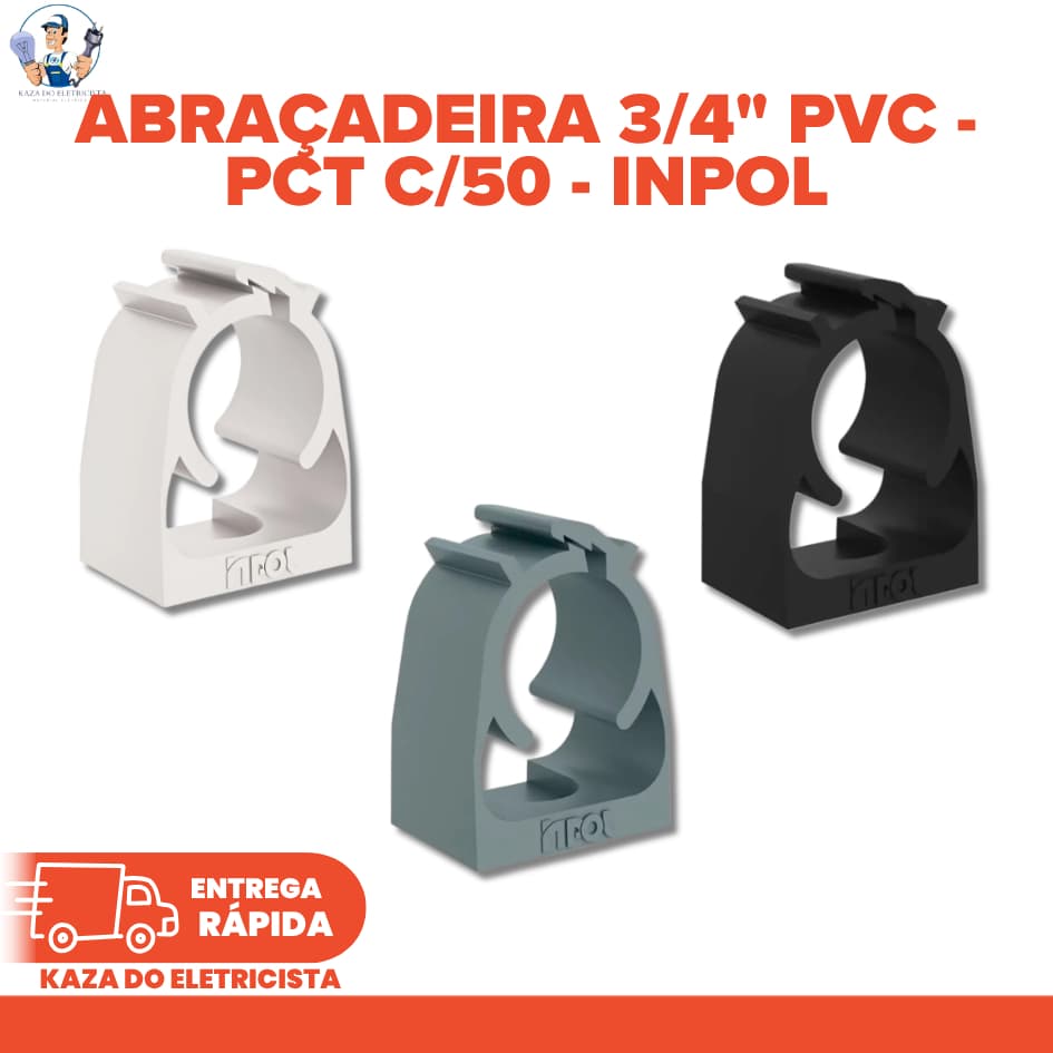 Abraçadeira PVC Branco/Preto/Cinza 3/4" Inpol PCT C/50
