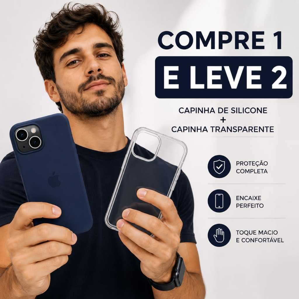 Case Capinha Iphone Silicone Aveludada + Transparente Compatível Iphone 11 12 13 14 15 16 17 Pro Max