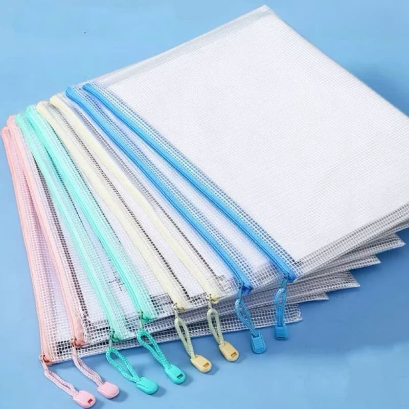 Kit 5/10/20/30 Pasta Organizadora Transparente com Zíper A4 para Arquivos Documentos Escolar Escritório
