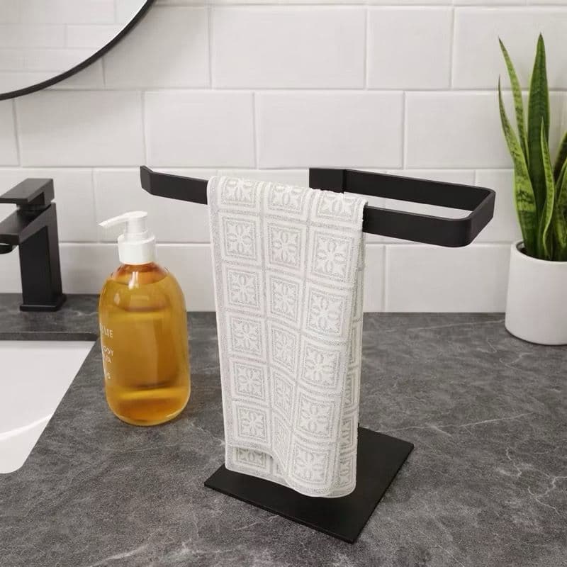 Porta Toalha Lavabo de Bancada Suporte Para Toalha De Rosto Preto  Banheiro Organizador de Ambiente Casa Elegante