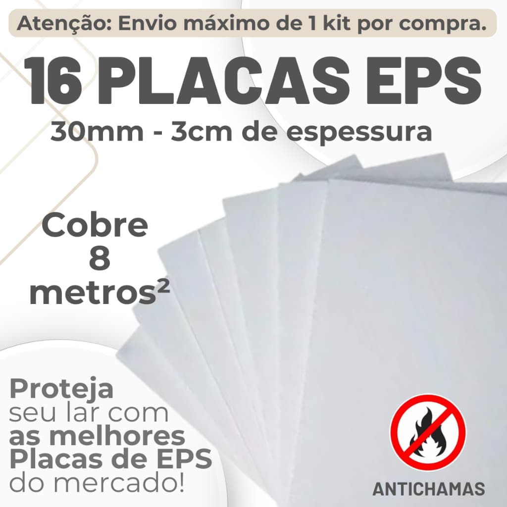 16 PLACAS FORRO EPS ANTI CHAMAS 30 MM (3 cm) DE ESPESSURA, FORRO, ISOLAMENTO TÉRMICO, ACÚSTICO