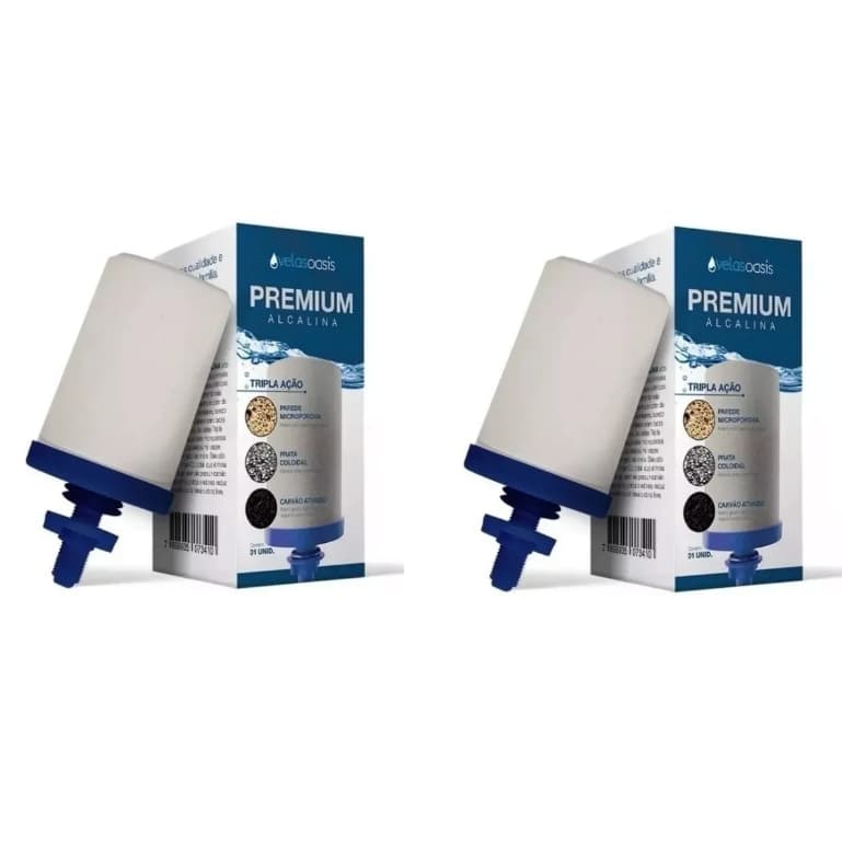 Kit 2 Velas Para Filtro De Agua Tripla Acao Alcalina Premium