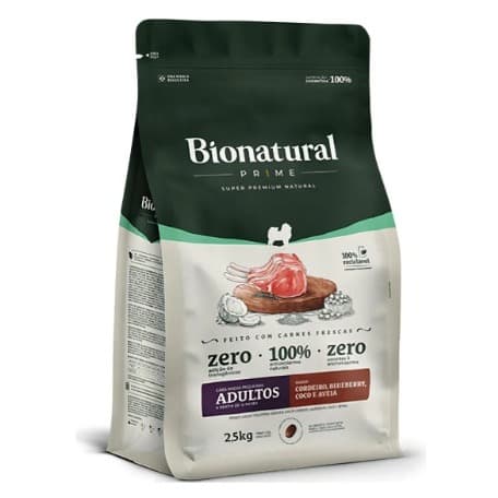 Ração Bionatural Caes Adultos Raças Pequenas Cordeiro 2,5kg
