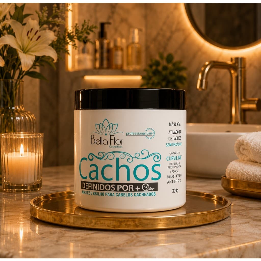 Máscara Ativadora de Cachos 500g Sem Enxágue Definição Maciez Anti-Frizz Bella Flor Profissional