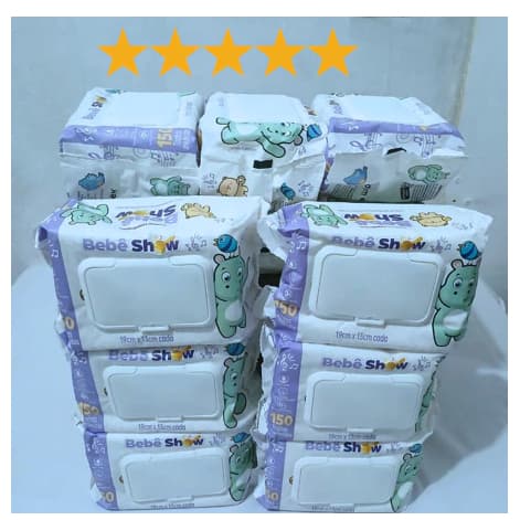 300 Unidades Lencinhos Bebe Toalha Umedecido Marca - Bebê Show Barato Com Tampa