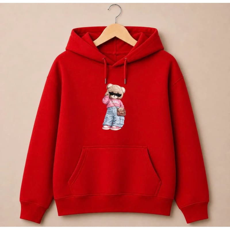 Moletom Blusa De Frio Estampa Ursinha Estilosa Casaco Feminino Bolso Capuz Algodão Premium Confortável