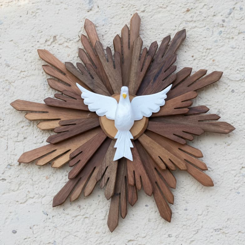Promoção Lindo Resplendor Divino Espirito Santo em MADEIRA 60X60CM, decoração, batizado, casamento