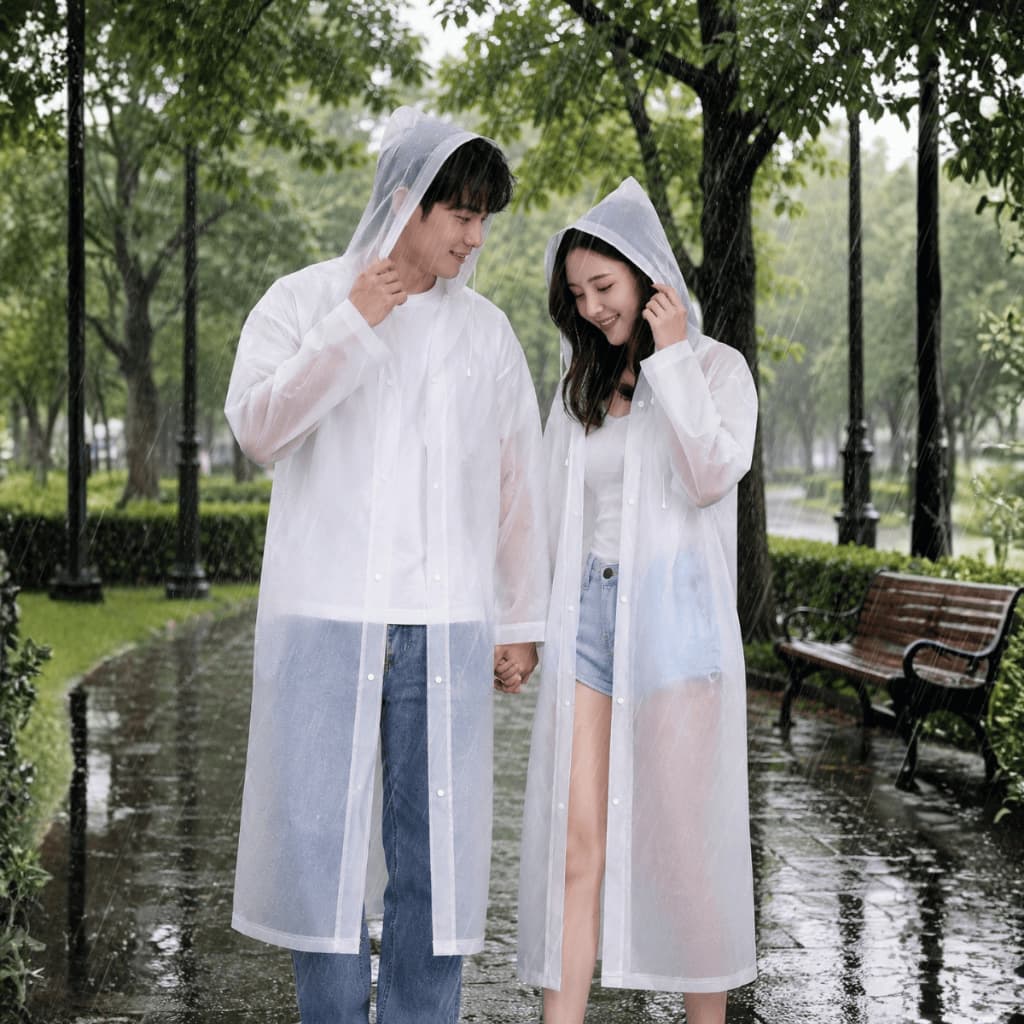 Capa de Chuva Grossa e Longa com Capuz Transparente Reforçada EPI Reutilizável Qualidade Premium