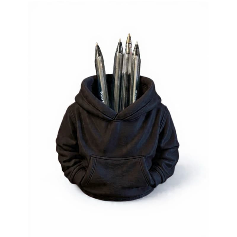 Porta Canetas Moletom Hoodie 3D Preto | Organizador Mesa Escritório