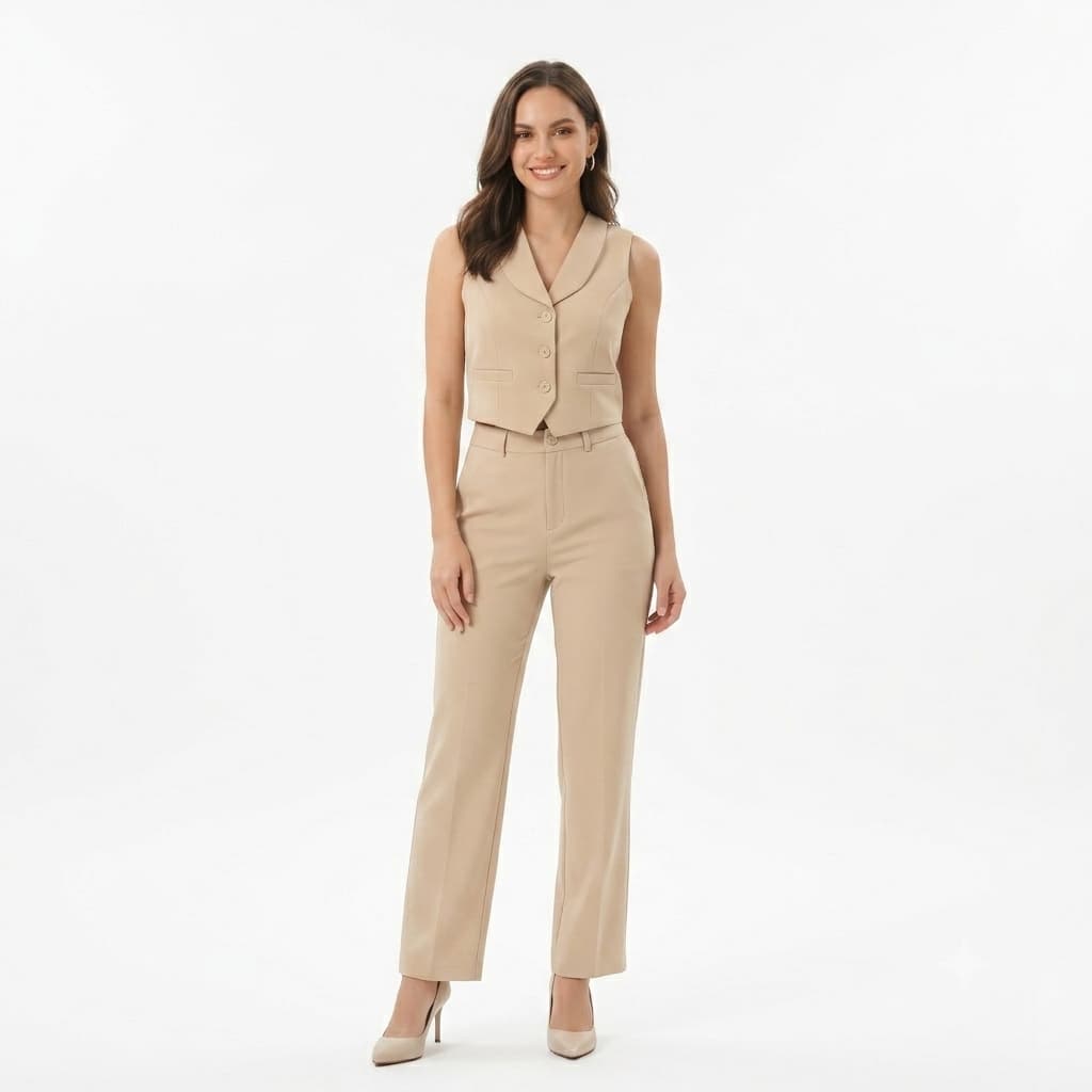 Conjunto Feminino Alfaiataria Elegante Social Calça Pantalona e Blusa Premium