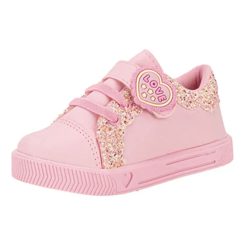 Tênis Infantil Feminino Menina Love Brilhante Linda Jú Calçados Original Promoção