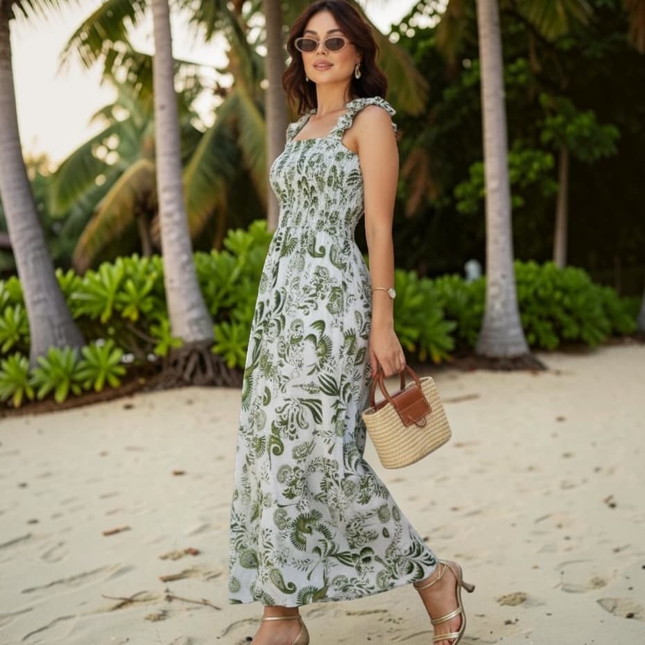 Vestido Longo Feminino Estampado Verão 2026