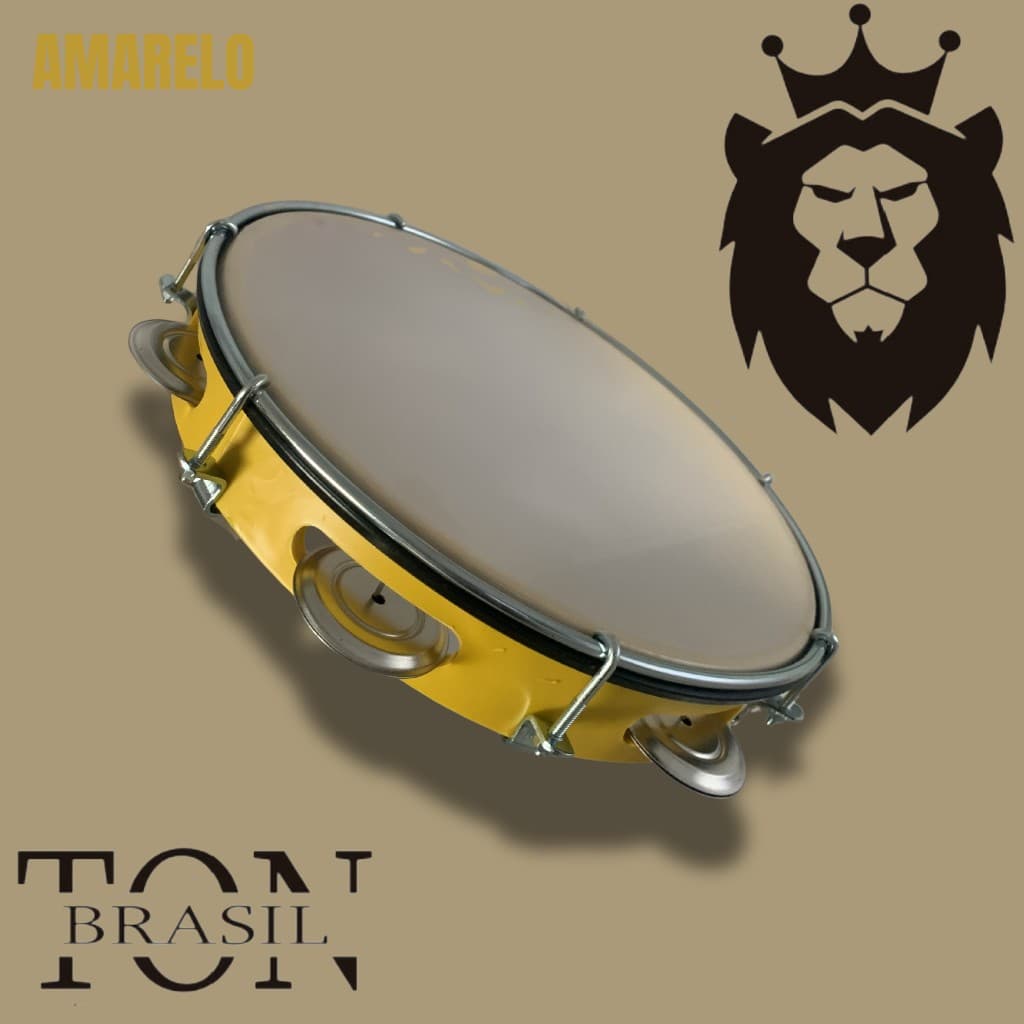 Pandeiro Profissional - YELLOW - 08´ Abs l Pele de Nylon l Platinela de aço