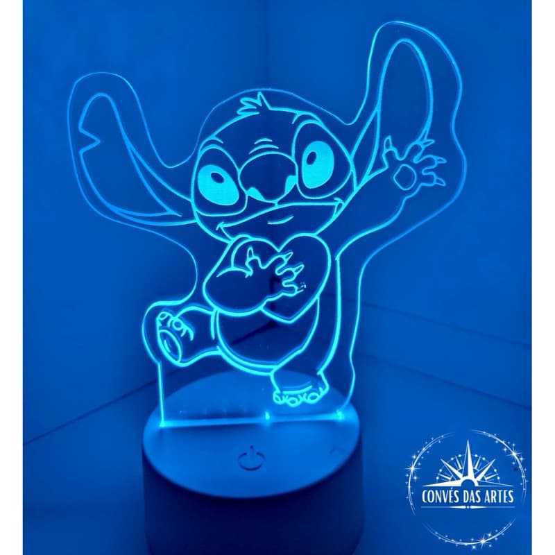 Luminária Stitch LED RGB Personalizada Presente Criativo Dia Dos Namorados Decoração Amor Romântico Princesa Aloha