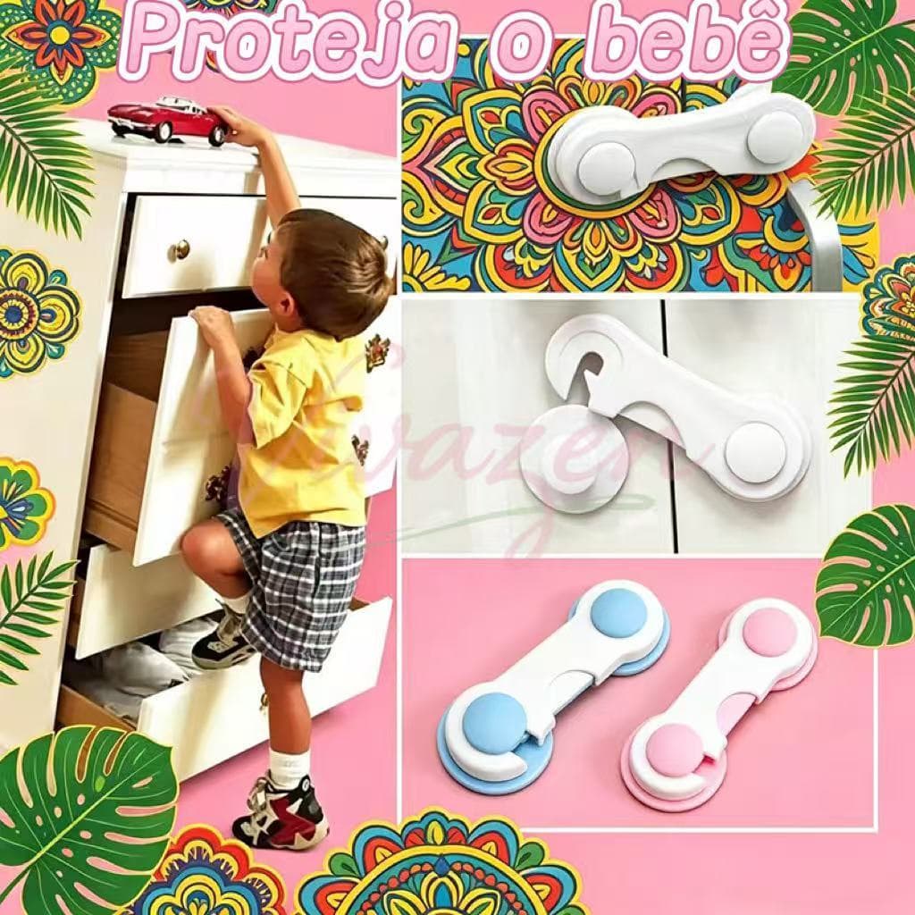 Kit 2/5/10 Trava de Segurança para Bebê Gaveta Armário Geladeira com Fita 3M