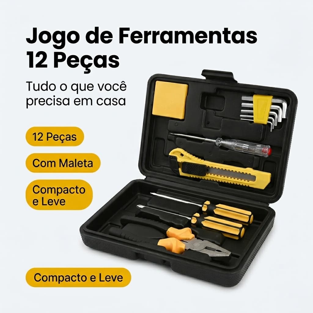 Kit Jogo De Ferramentas Com Maleta 12 Peças Titanium