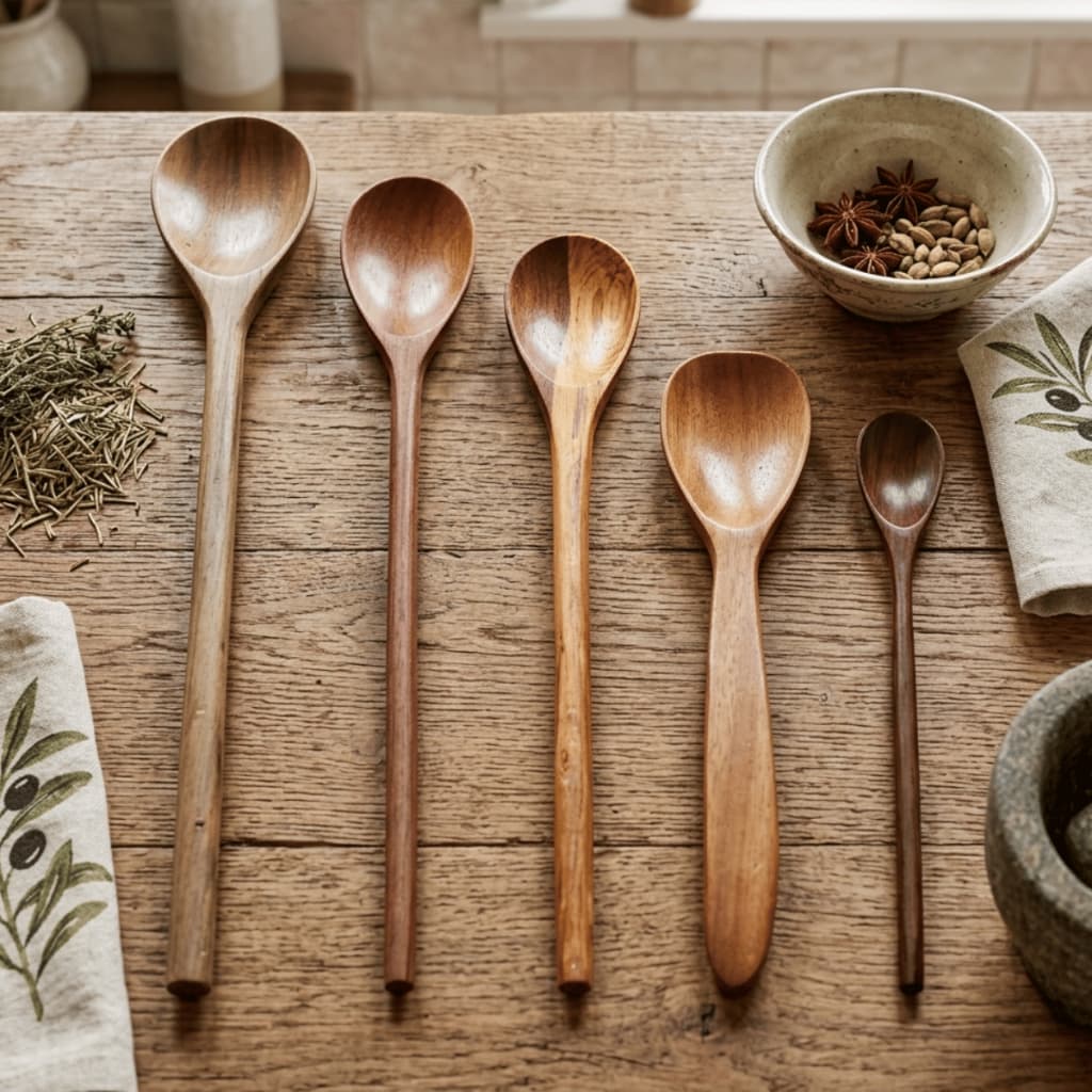 Kit 2/3 Colheres de Pau Madeira Oval 63/44/39/30/27cm Tradicional Clink / Panela / Cozinha / Receita